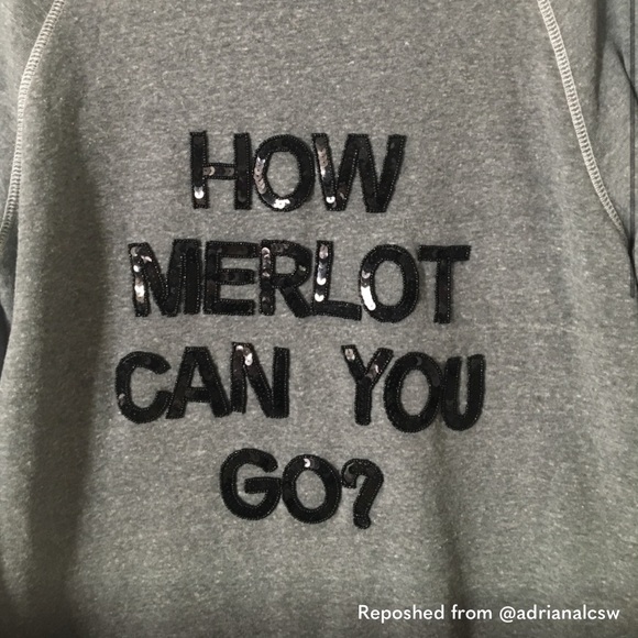 Grey Sweatshirt with Sequin Text - Picture 1 of 2